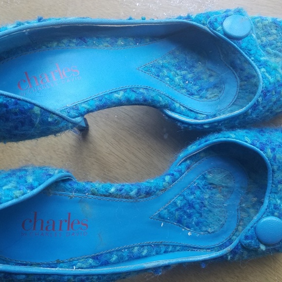 Charles David Teal/blue/green D'Orsay style heels. - Picture 2 of 8